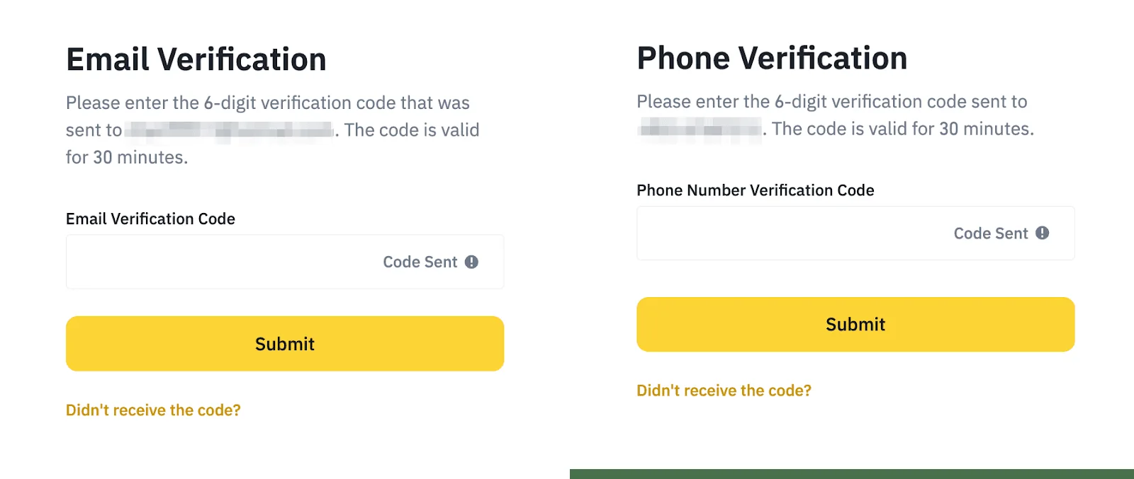 Binance ధృవీకరణ కోడ్ నమోదు చేసే నిజమైన స్క్రీన్